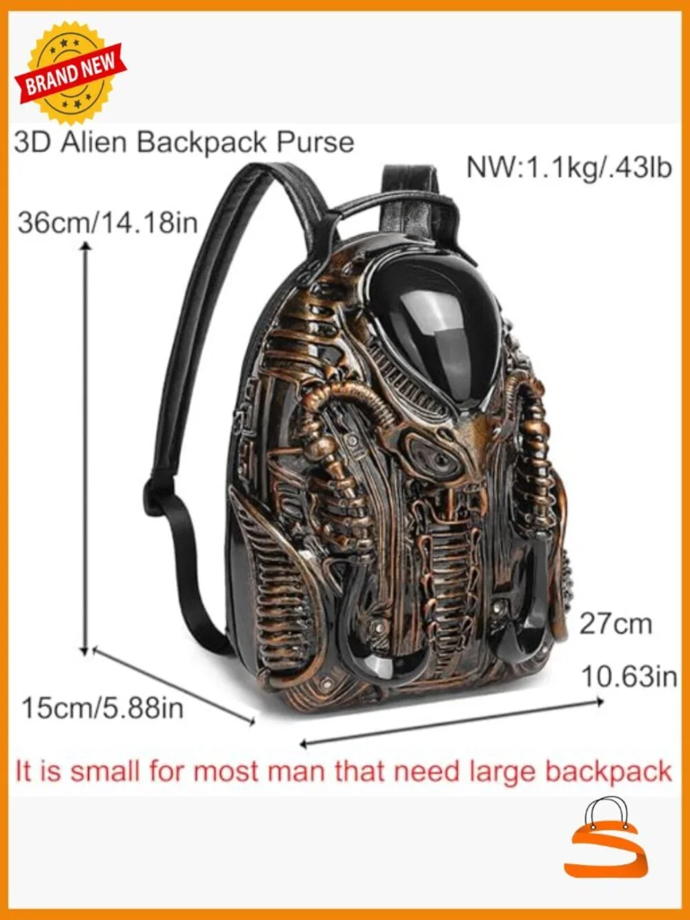 Xenomorph PVC 3D Shaped Purse Alien Backpack Fashion Bag